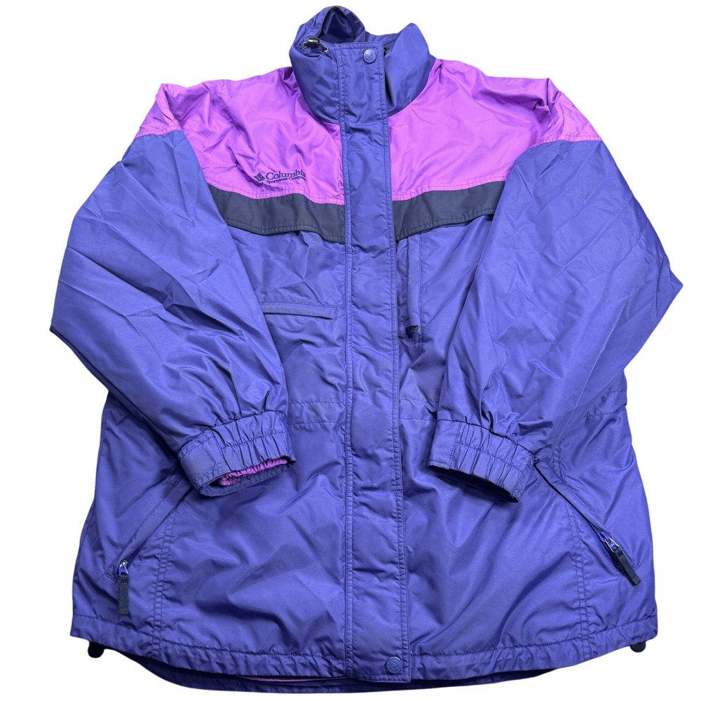 Columbia Ski Jacket Womens XL Purple‎ Colorblock F7 SL 7520 Vintage